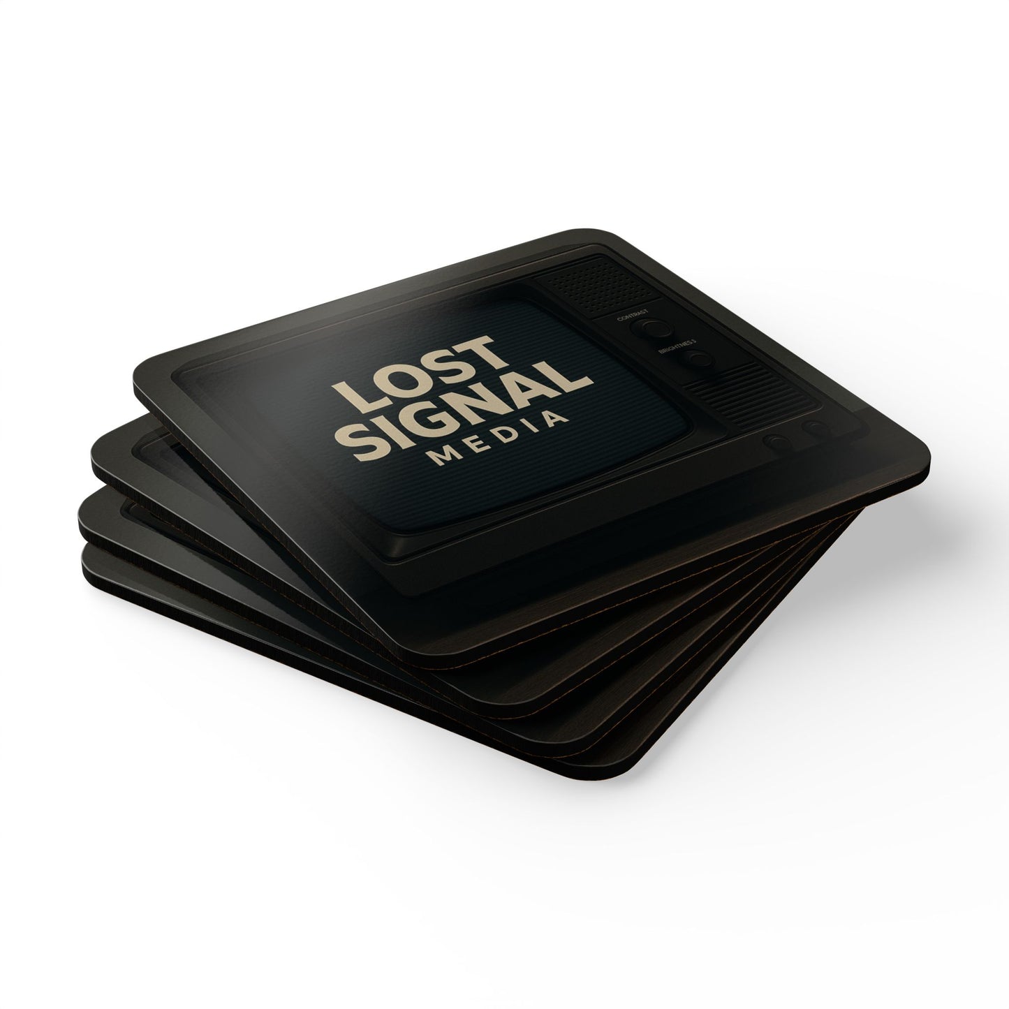 Vintage TV Coaster Set, Aesthetic Home Decor, Artistic Cork Coasters, Unique Gift for Media Lovers, Retro Drink Coaster