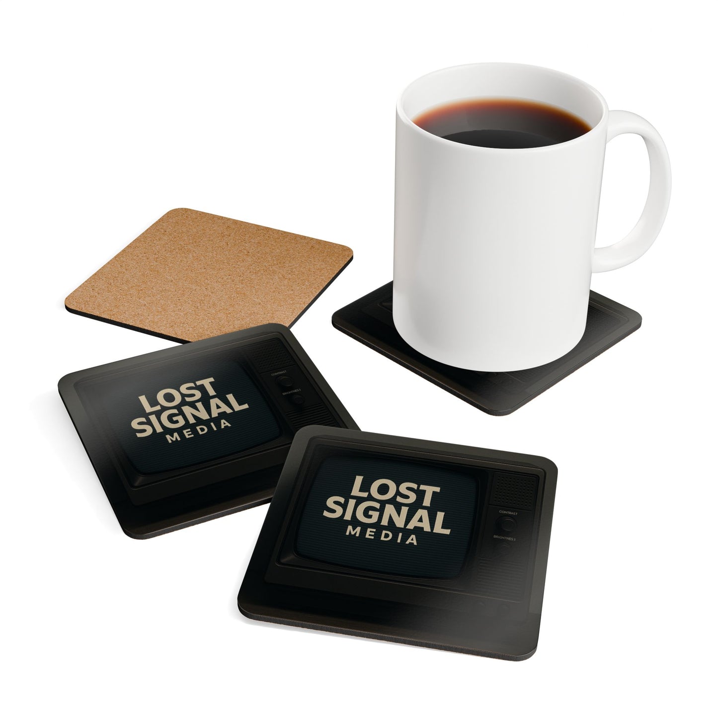 Vintage TV Coaster Set, Aesthetic Home Decor, Artistic Cork Coasters, Unique Gift for Media Lovers, Retro Drink Coaster